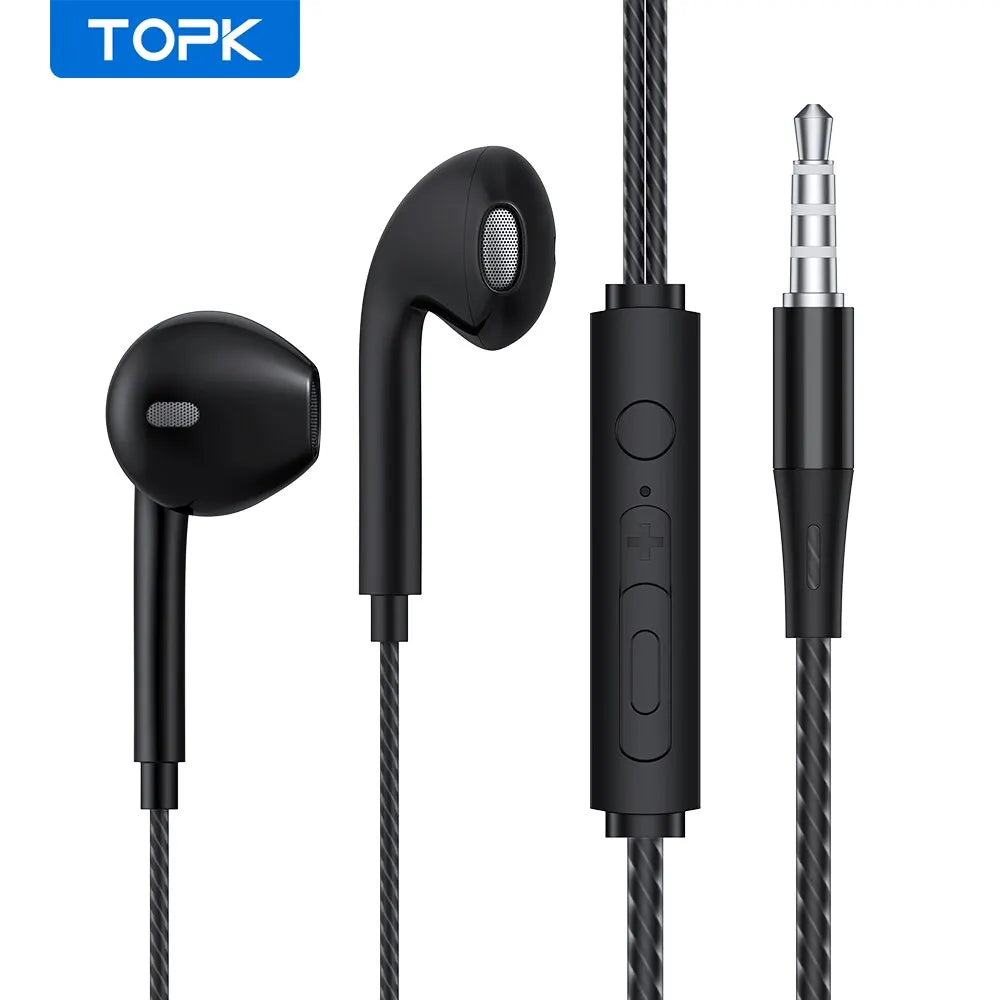 TOPK F20 3.5mm In-ear Headphone HiFi Sound Quality with Mic Type C Jack Earphone Original High Quality Headset Sport Headset