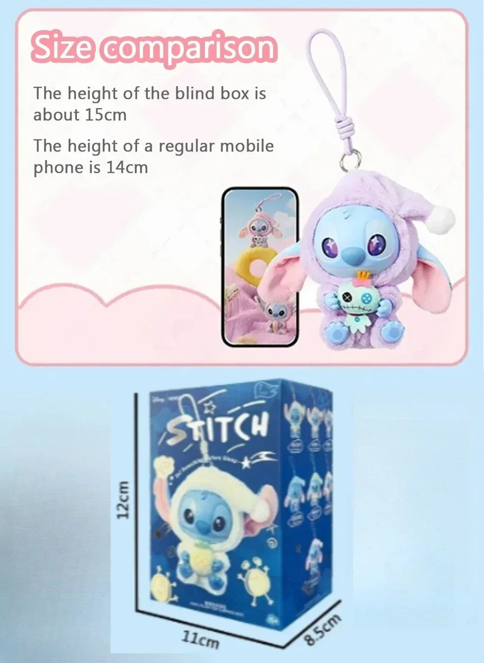 =Miniso New Stitch Eat Some Thing Before Sleep Series Vinyl Blind Box Bag Pendant Cute Plush Doll Mystery Box Toy Surprise Gifts