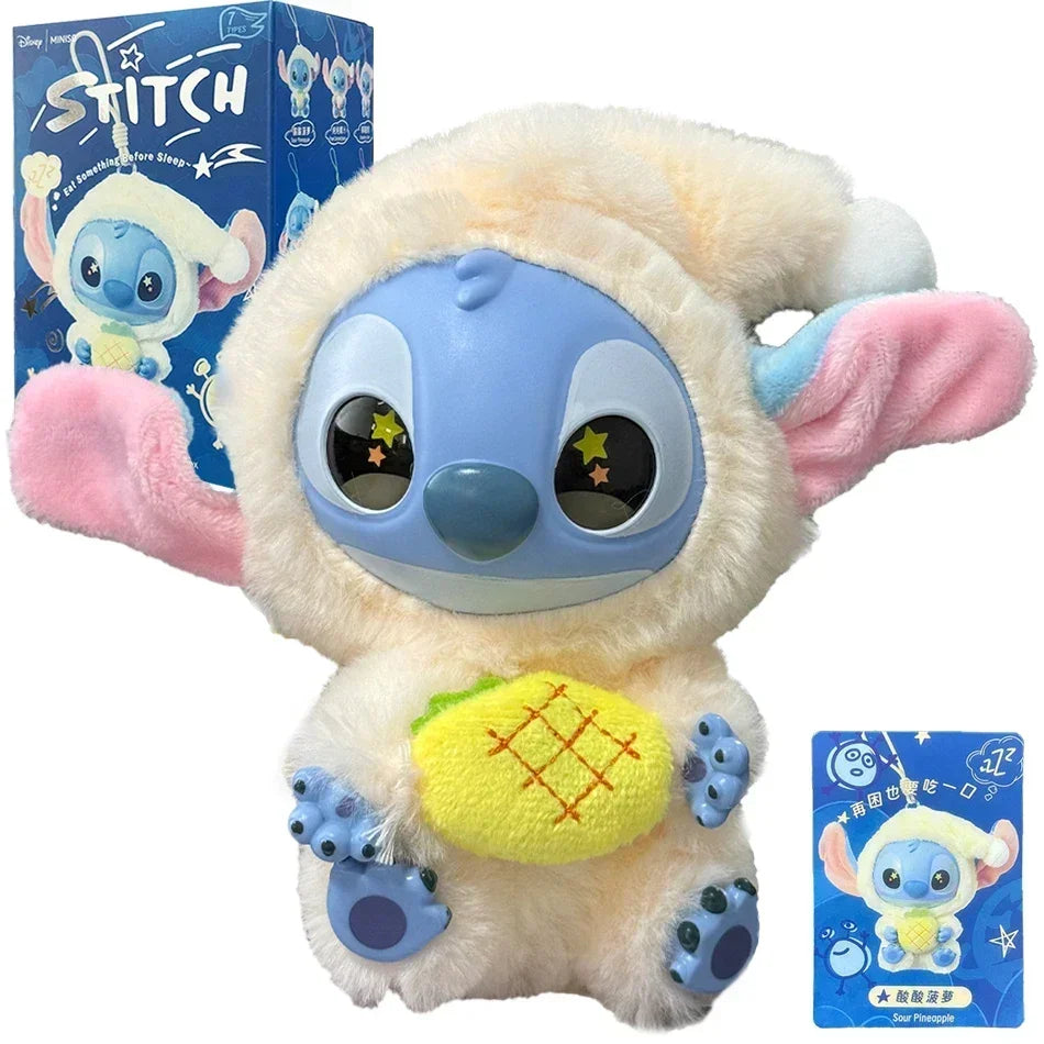 =Miniso New Stitch Eat Some Thing Before Sleep Series Vinyl Blind Box Bag Pendant Cute Plush Doll Mystery Box Toy Surprise Gifts