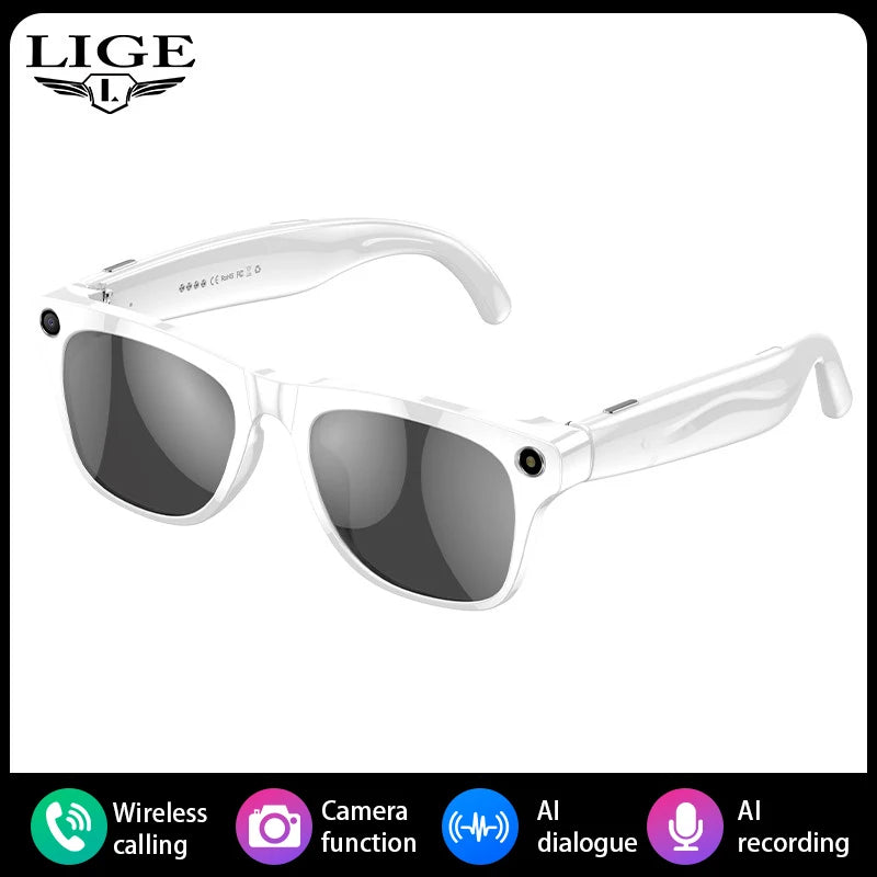 LIGE 100W HD AI Smart Glasses Camera Video Recording Intelligent Translation Bluetooth Call 260mAh Battery Smart Sunglasses NEW