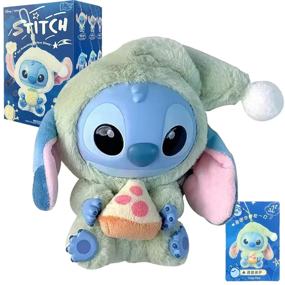 =Miniso New Stitch Eat Some Thing Before Sleep Series Vinyl Blind Box Bag Pendant Cute Plush Doll Mystery Box Toy Surprise Gifts