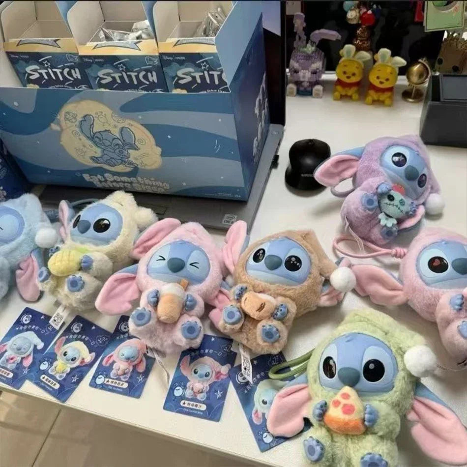 =Miniso New Stitch Eat Some Thing Before Sleep Series Vinyl Blind Box Bag Pendant Cute Plush Doll Mystery Box Toy Surprise Gifts