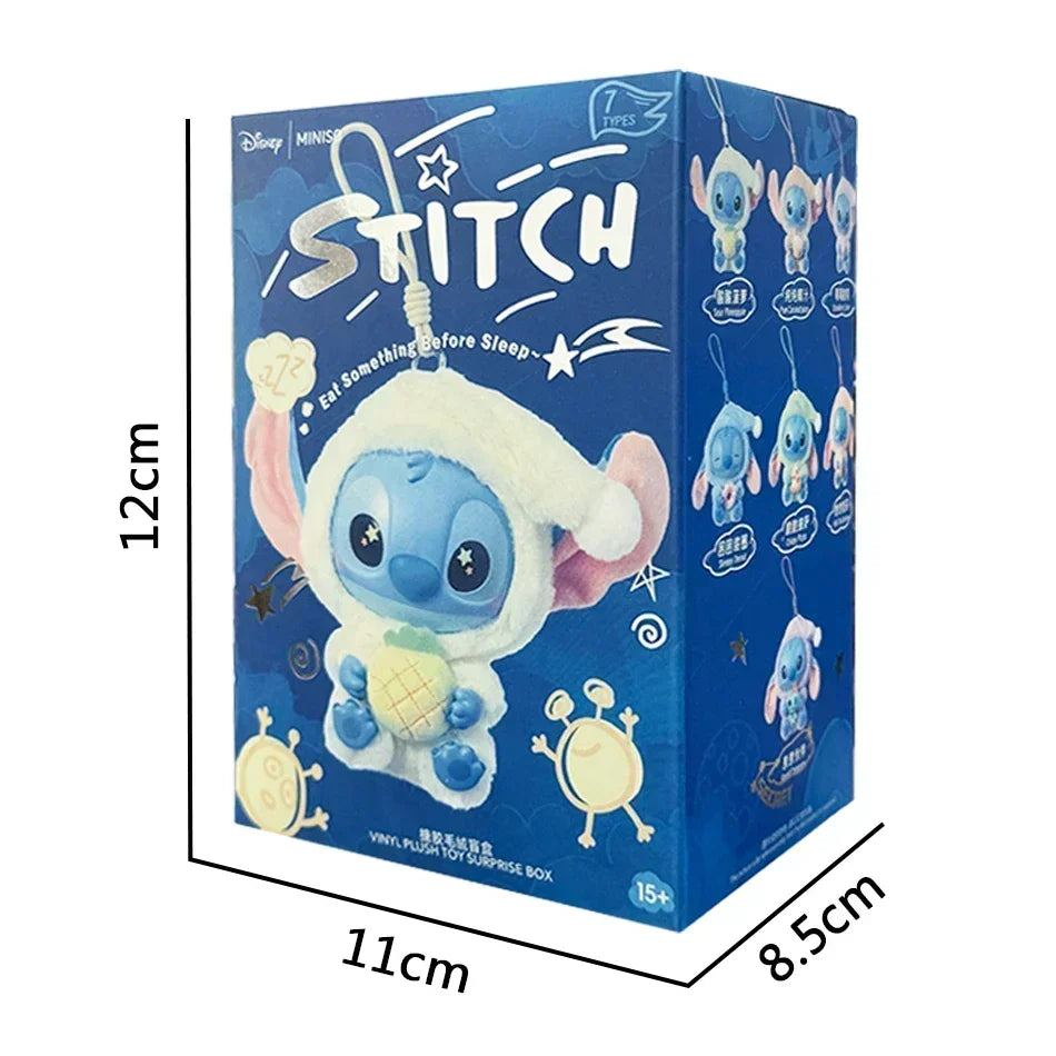 =Miniso New Stitch Eat Some Thing Before Sleep Series Vinyl Blind Box Bag Pendant Cute Plush Doll Mystery Box Toy Surprise Gifts
