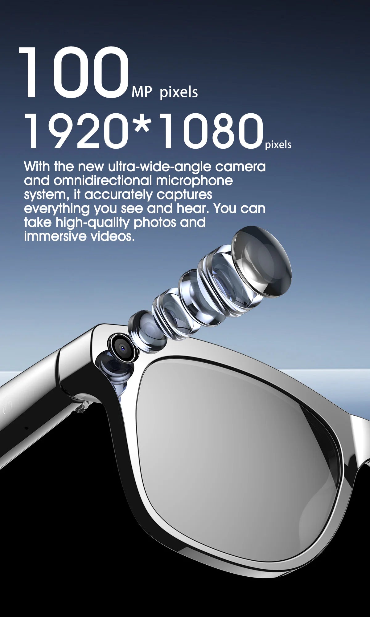 LIGE 100W HD AI Smart Glasses Camera Video Recording Intelligent Translation Bluetooth Call 260mAh Battery Smart Sunglasses NEW