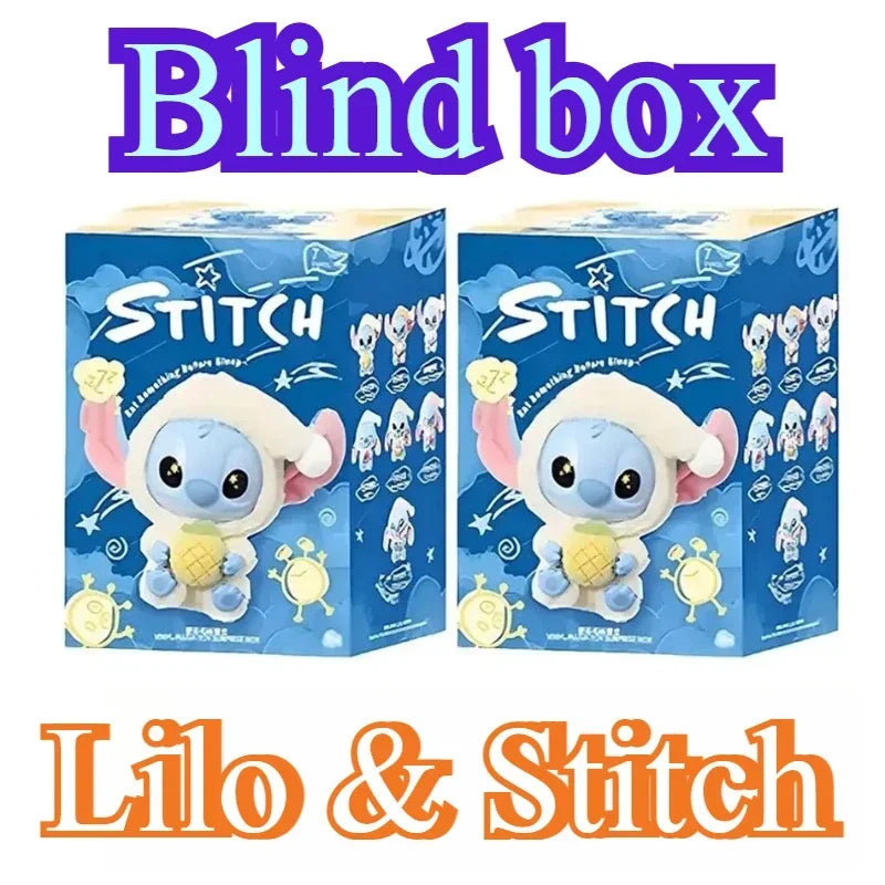 =Miniso New Stitch Eat Some Thing Before Sleep Series Vinyl Blind Box Bag Pendant Cute Plush Doll Mystery Box Toy Surprise Gifts