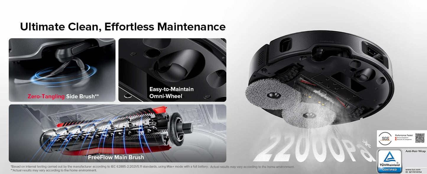 roborock Z70 Robot Vacuum OmniGrip Arm AI-Powered 22000Pa Suction 3.14’’ Ultra Slim Auto Mop Washing & Drying FlexiArm AI