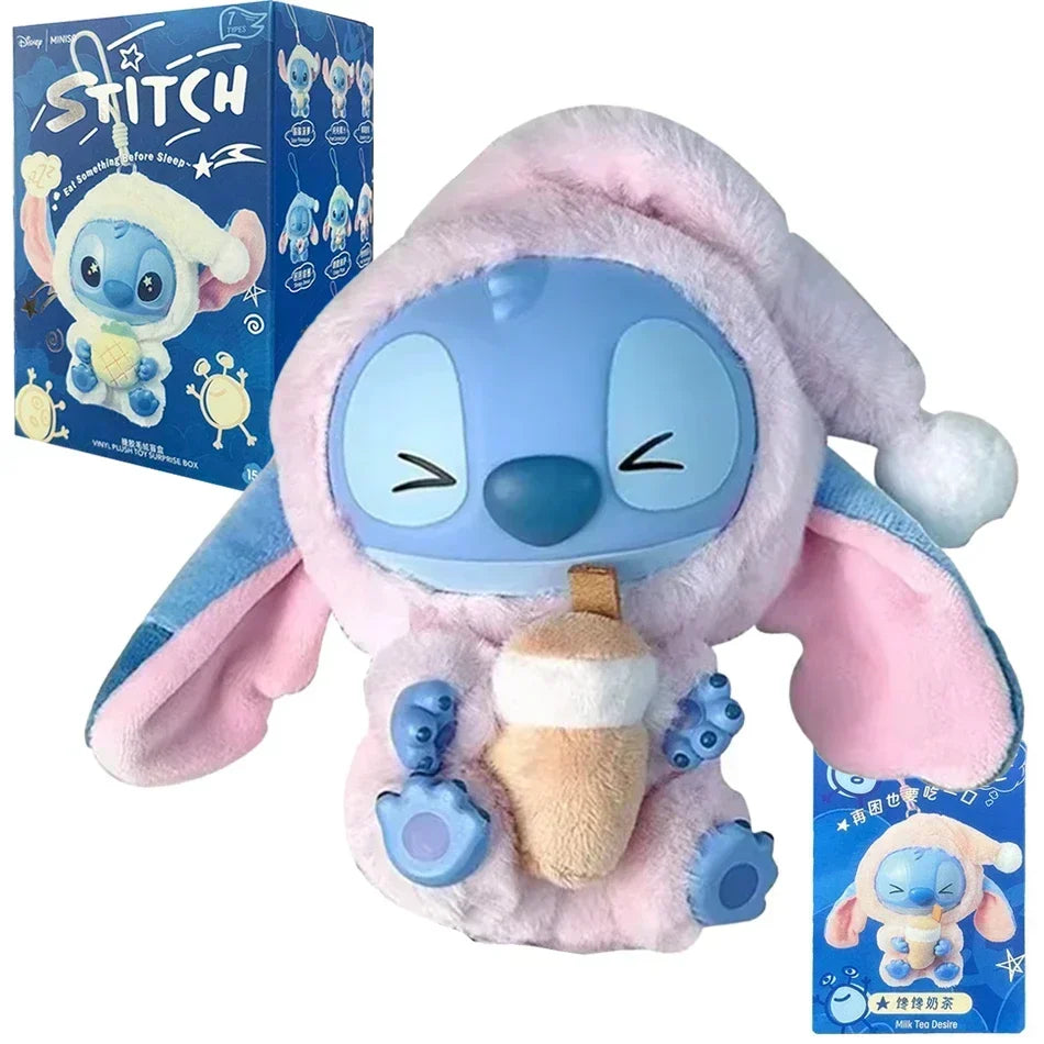 =Miniso New Stitch Eat Some Thing Before Sleep Series Vinyl Blind Box Bag Pendant Cute Plush Doll Mystery Box Toy Surprise Gifts