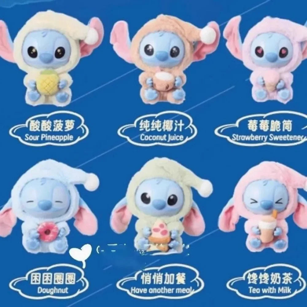 =Miniso New Stitch Eat Some Thing Before Sleep Series Vinyl Blind Box Bag Pendant Cute Plush Doll Mystery Box Toy Surprise Gifts