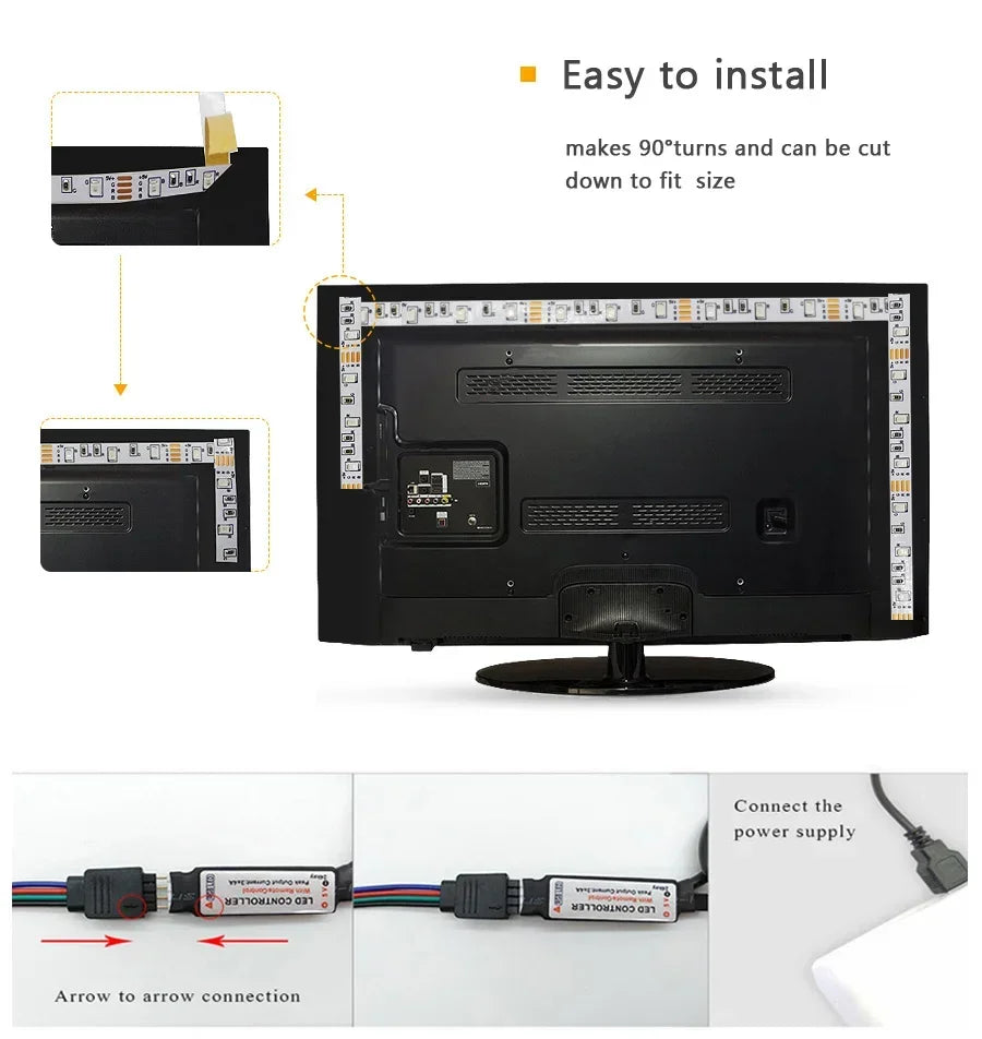 1-30M 5050 RGB LED Strip Light WS2812b USB Bluetooth Wifi 5V LED Lights Flexible Luces Led Ribbon RGB TV BackLight Diode Tape