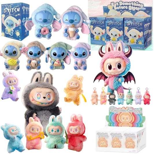=Miniso New Stitch Eat Some Thing Before Sleep Series Vinyl Blind Box Bag Pendant Cute Plush Doll Mystery Box Toy Surprise Gifts