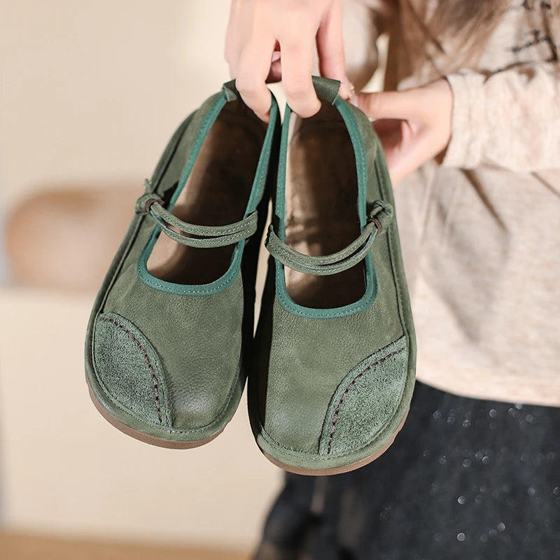 Female Ethnic Style Loafers Women Shoes Flats Trand Mary Jane Elegant Retro Fashion Barefoot Comfortable Leather Stitching