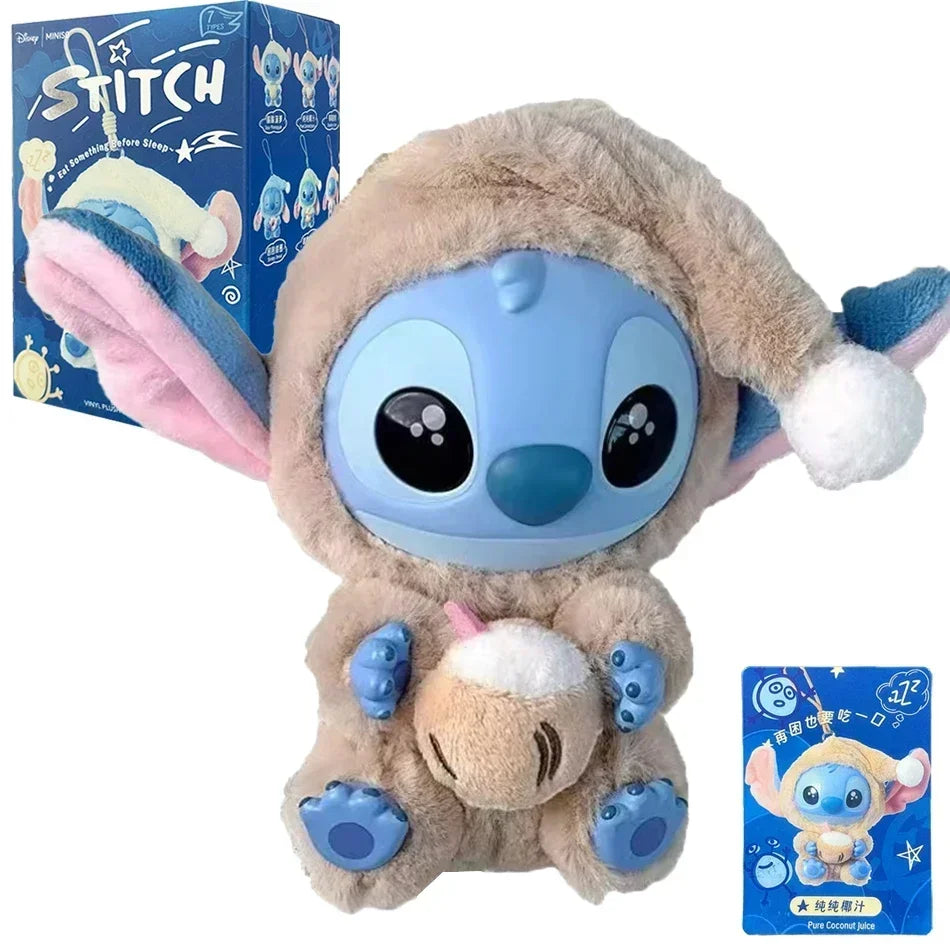 =Miniso New Stitch Eat Some Thing Before Sleep Series Vinyl Blind Box Bag Pendant Cute Plush Doll Mystery Box Toy Surprise Gifts