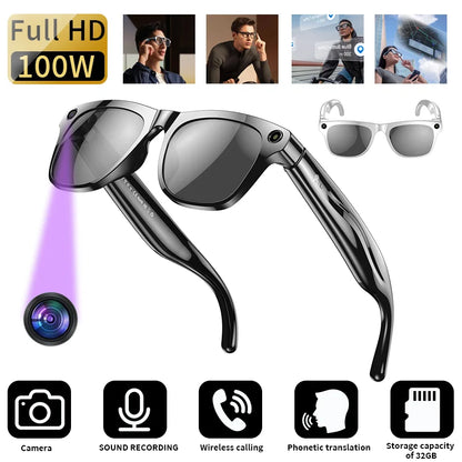 LIGE 100W HD AI Smart Glasses Camera Video Recording Intelligent Translation Bluetooth Call 260mAh Battery Smart Sunglasses NEW