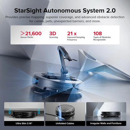 roborock Z70 Robot Vacuum OmniGrip Arm AI-Powered 22000Pa Suction 3.14’’ Ultra Slim  Auto Mop Washing & Drying FlexiArm  AI