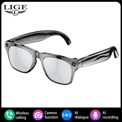 LIGE 100W HD AI Smart Glasses Camera Video Recording Intelligent Translation Bluetooth Call 260mAh Battery Smart Sunglasses NEW