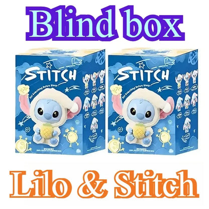 =Miniso New Stitch Eat Some Thing Before Sleep Series Vinyl Blind Box Bag Pendant Cute Plush Doll Mystery Box Toy Surprise Gifts