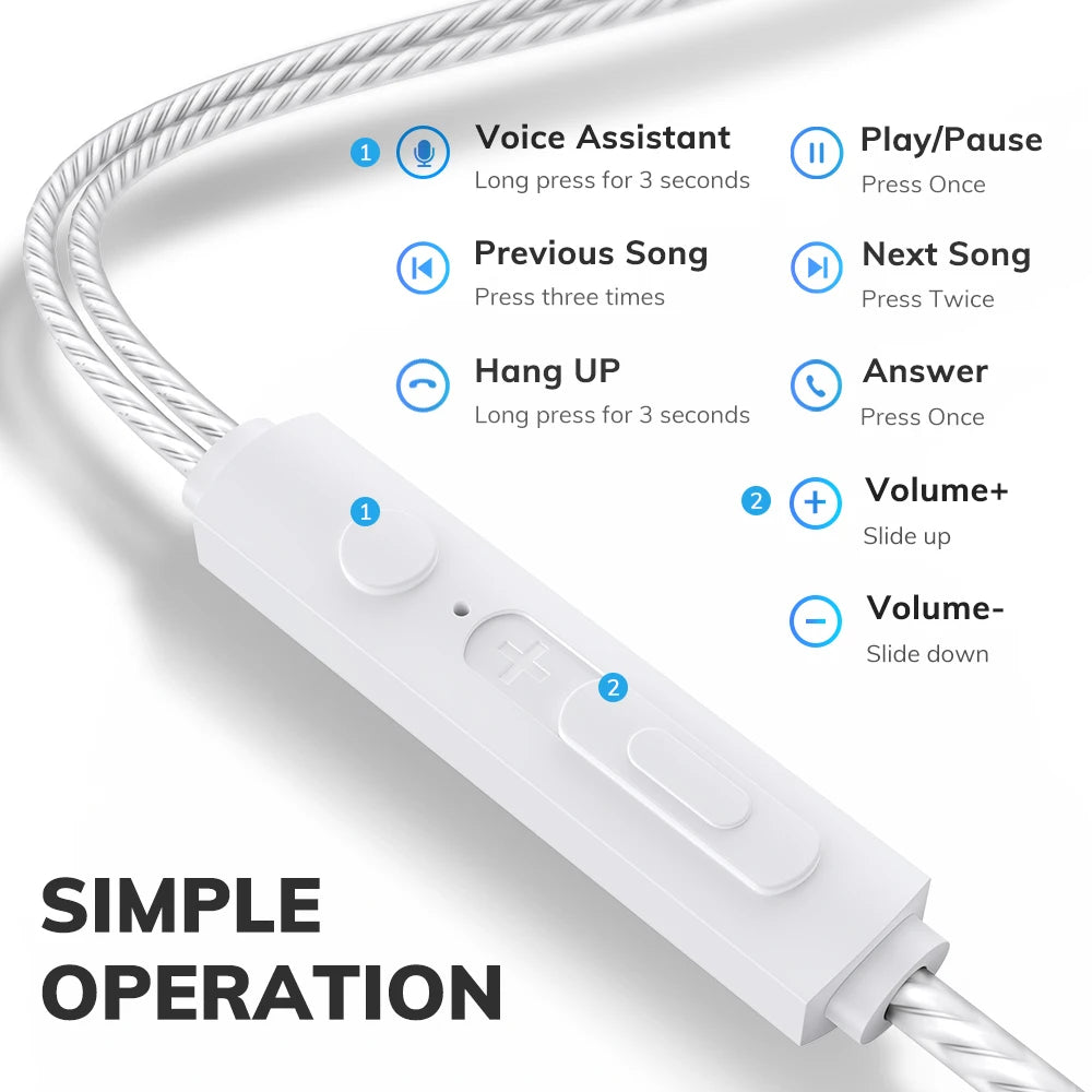 TOPK F20 3.5mm In-ear Headphone HiFi Sound Quality with Mic Type C Jack Earphone Original High Quality Headset Sport Headset