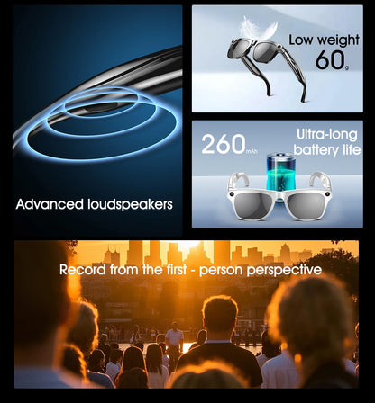 LIGE 100W HD AI Smart Glasses Camera Video Recording Intelligent Translation Bluetooth Call 260mAh Battery Smart Sunglasses NEW