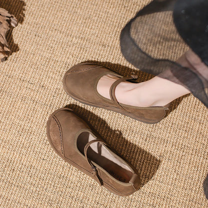 Female Ethnic Style Loafers Women Shoes Flats Trand Mary Jane Elegant Retro Fashion Barefoot Comfortable Leather Stitching